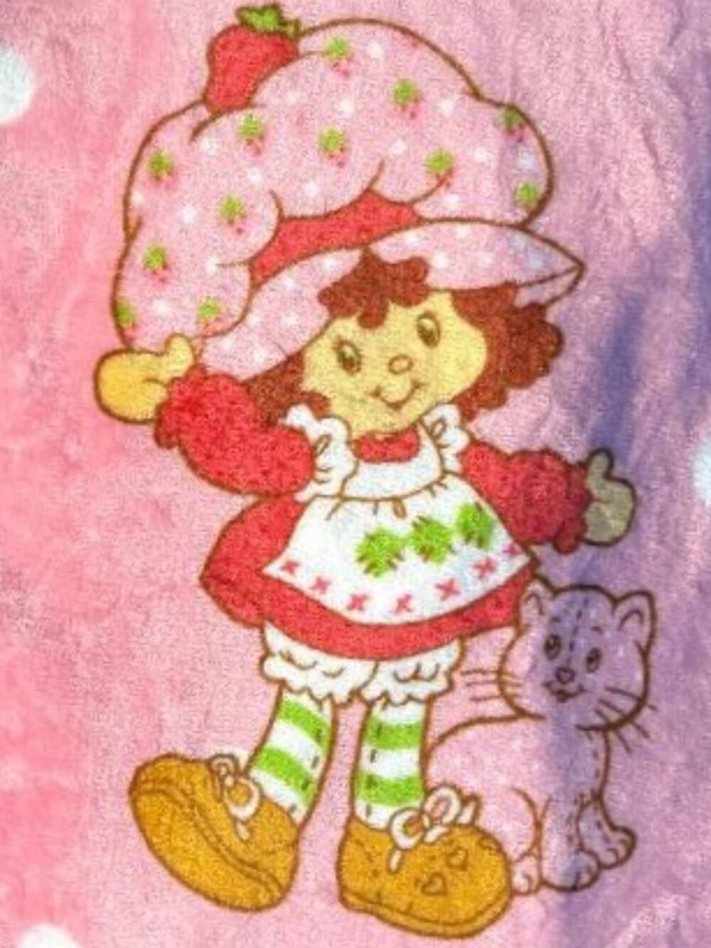 NEW BEAUTIFUL STRAWBERRY SHORTCAKE & KITTY CUSTARD 60" X 70" PLUSH THROW BLANKET - Picture 12 of 13